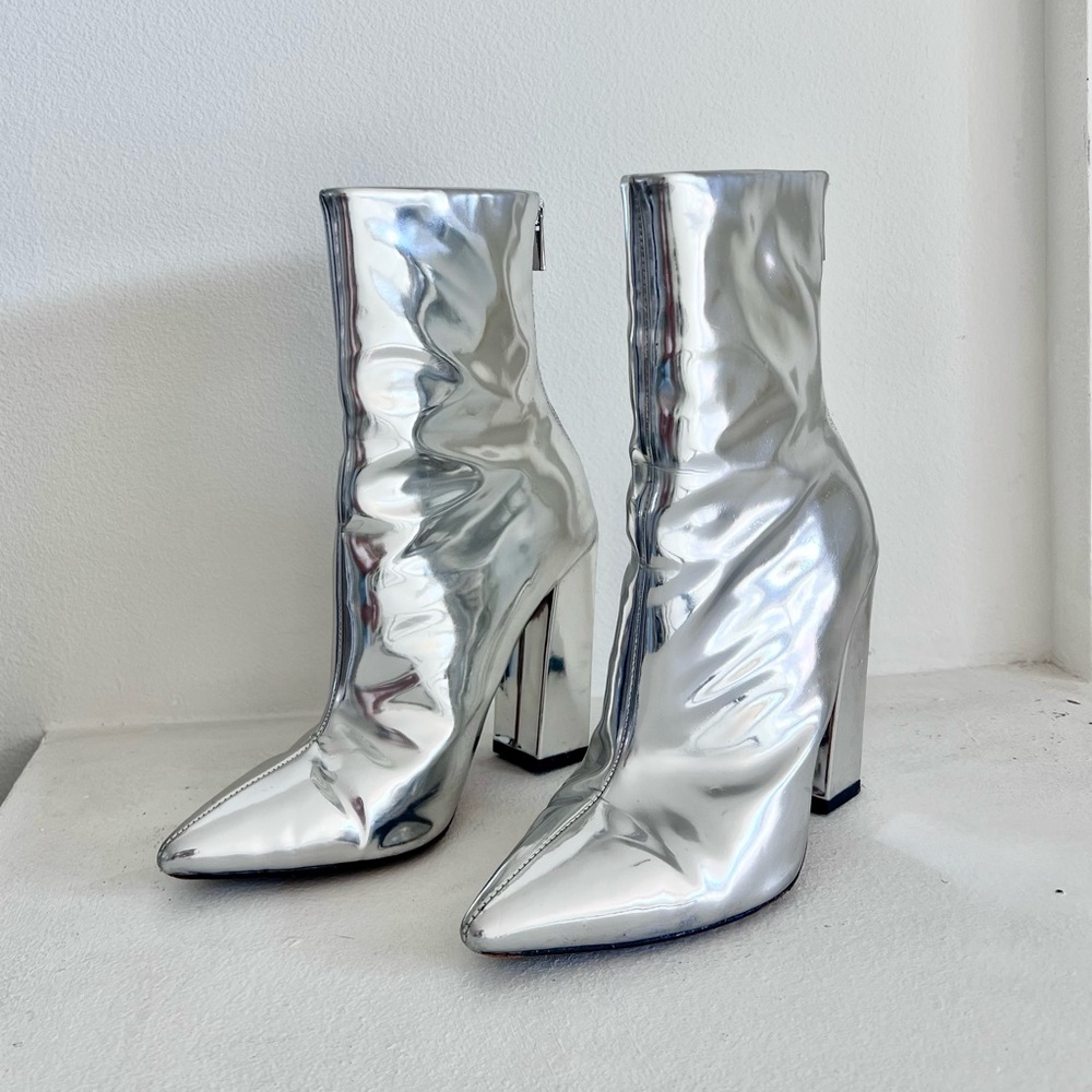 RAYE Silver Ankle Boots